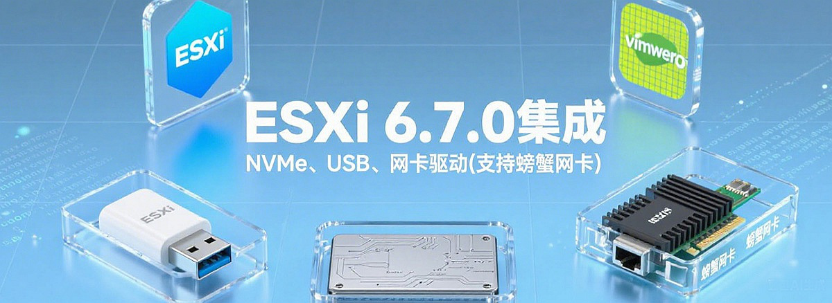 VMware ESXi 6.7.0集成NVMeUSB网卡驱动(支持Realtek8125蟹卡)镜像下载