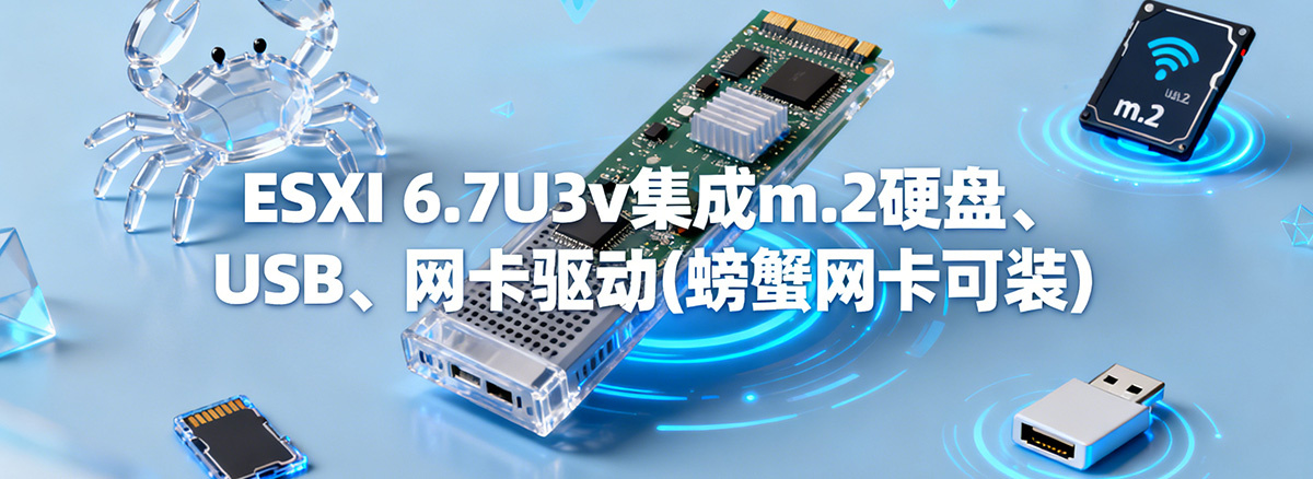 VMware ESXi 6.7U3v集成网卡、USB、m.2硬盘等驱动(螃蟹网卡可装)镜像下载
