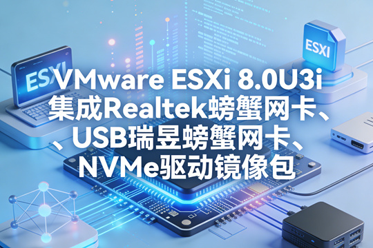 VMware ESXi 8.0U3i集成Realtek螃蟹网卡、USB瑞昱螃蟹网卡、NVMe驱动镜像包下载