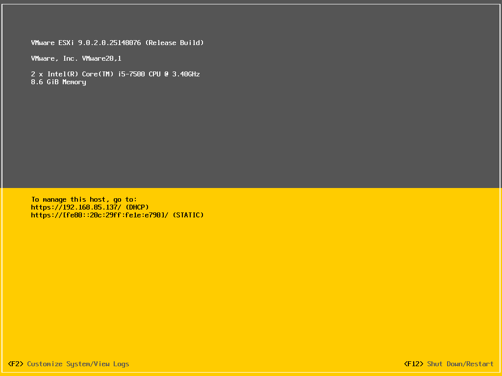 VMware ESXi 9.0.2.0官方原版镜像安装包(VMware-VMvisor-Installer-9.0.2.0.25148076.x86_64.iso)下载截图1