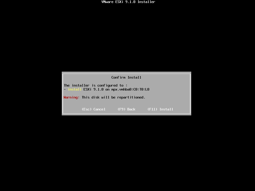 VMware ESXi 9.1.0.0100官方原版镜像安装包(VMware-VMvisor-Installer-9.1.0.0100.25433460.x86_64.iso)下载截图1