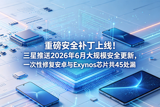 重磅安全补丁上线！三星推送 2026 年 6 月大规模安全更新，一次性修复安卓与 Exynos 芯片共 45 处漏洞