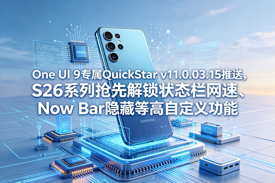 One UI 9专属QuickStarv11.0.03.15推送，S26系列抢先解锁状态栏网速、Now Bar隐藏等高自定义功能