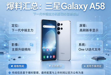 爆料汇总：三星Galaxy A58，下一代中端主力机型已知信息整理