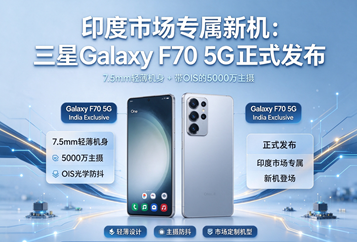 印度市场专属新机：三星Galaxy F70 5G正式发布，7.5mm轻薄机身+带OIS的5000万主摄