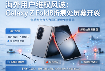 海外用户维权风波：Galaxy Z Fold8折痕处屏幕开裂，售后判定为人为损坏拒绝免费保修