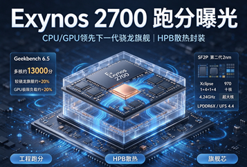 爆料：Exynos 2700工程跑分曝光，CPU/GPU性能领先下一代骁龙旗舰，搭载HPB散热封装
